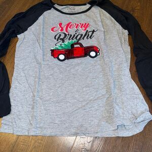 Holiday FamJams Merry & Bright Christmas Raglan Top Women’s Medium